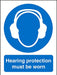 Mandatory Sign Hearing Protection Plastic Blue, White 30 x 20 cm