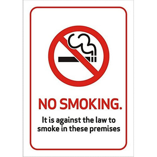 Prohibition Sign Against The Law to Smoke on These Premises A4 Plastic 21 x 29.7 cm