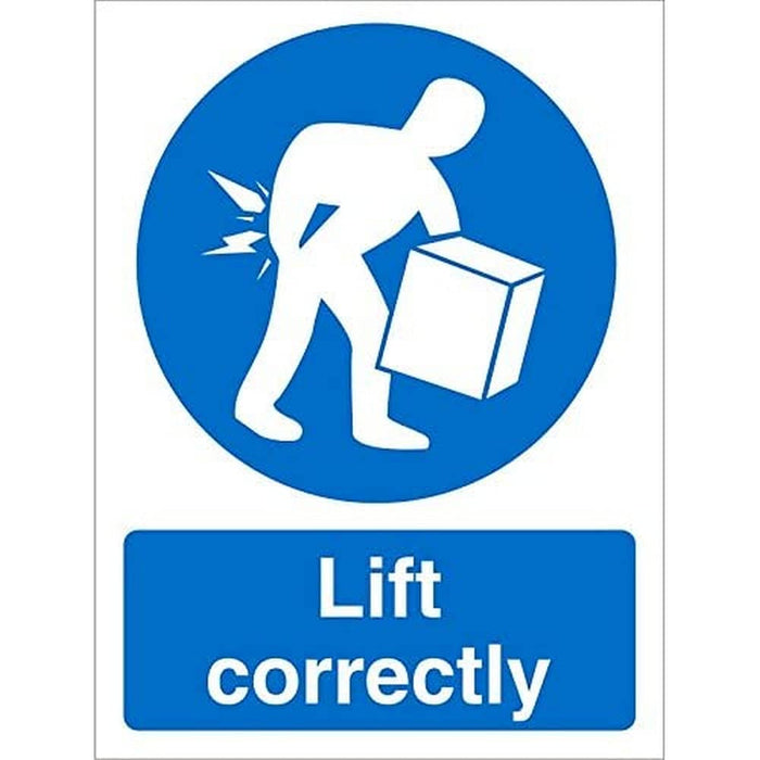 Mandatory Sign Lift Correctly Plastic 20 x 15 cm