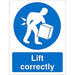 Mandatory Sign Lift Correctly Plastic 20 x 15 cm