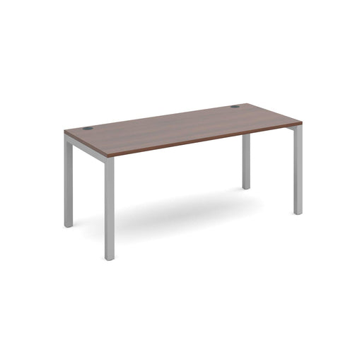 Dams International Rectangular Starter Unit Single Desk with Walnut Melamine Top and Silver Frame 4 Legs Connex 1600 x 800 x 725mm