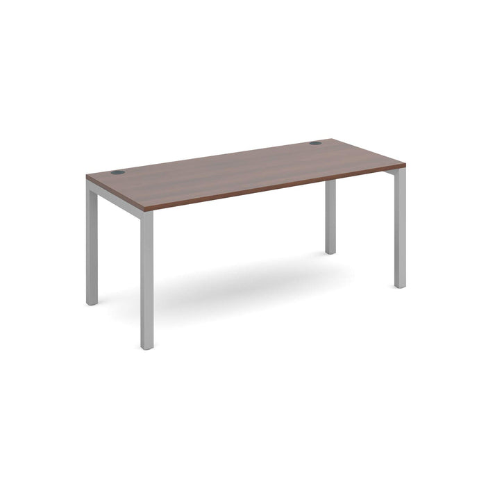 Dams International Rectangular Starter Unit Single Desk with Walnut Melamine Top and Silver Frame 4 Legs Connex 1600 x 800 x 725mm
