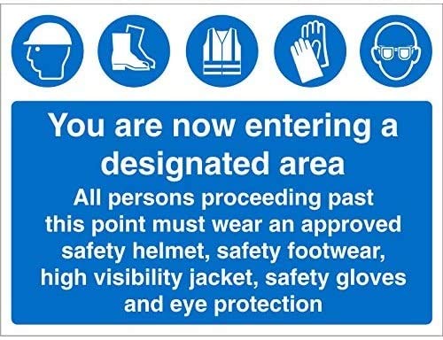 Mandatory Sign PPE Area Fluted Board 30 x 40 cm