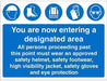 Mandatory Sign PPE Area Fluted Board 30 x 40 cm