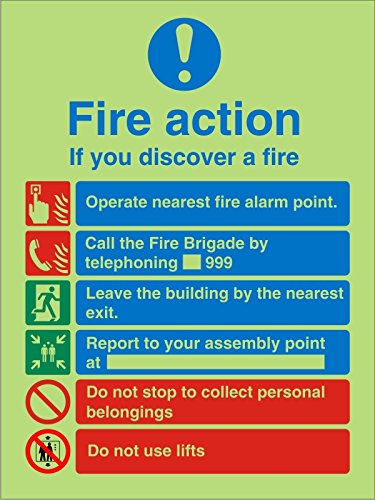 Fire Action Sign If You Discover A Fire Self Adhesive Vinyl 30 x 20 cm