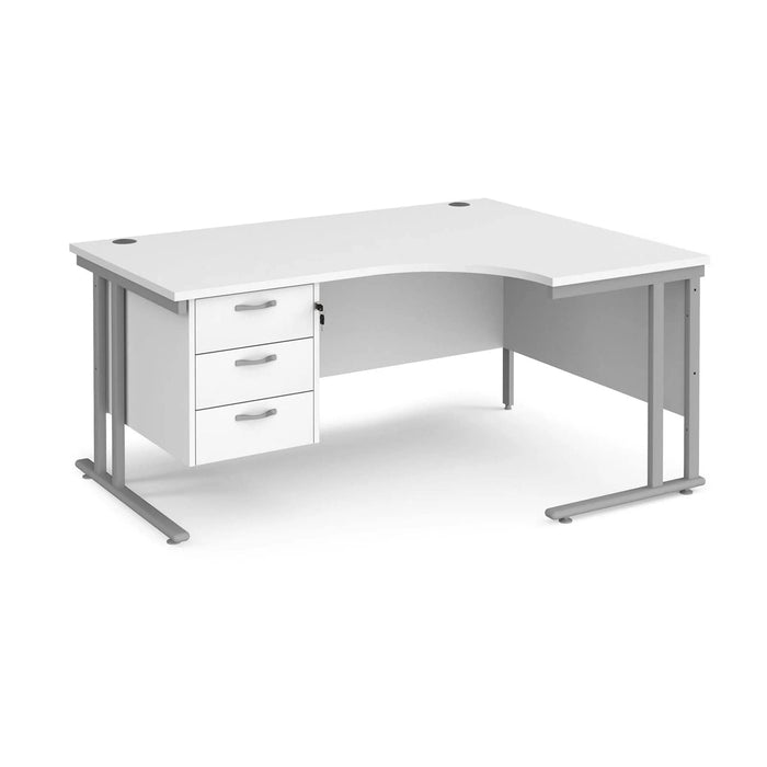 Dams International Right Hand Ergonomic Desk MC16ERP3SWH 1,600 x 1,200 x 725 x 800 - 990 mm