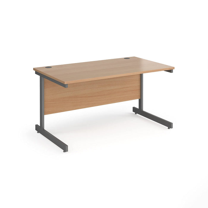 Rectangular Straight Desk with Beech Coloured MFC Top and Graphite Frame Cantilever Legs Contract 25 1400 x 800 x 725mm