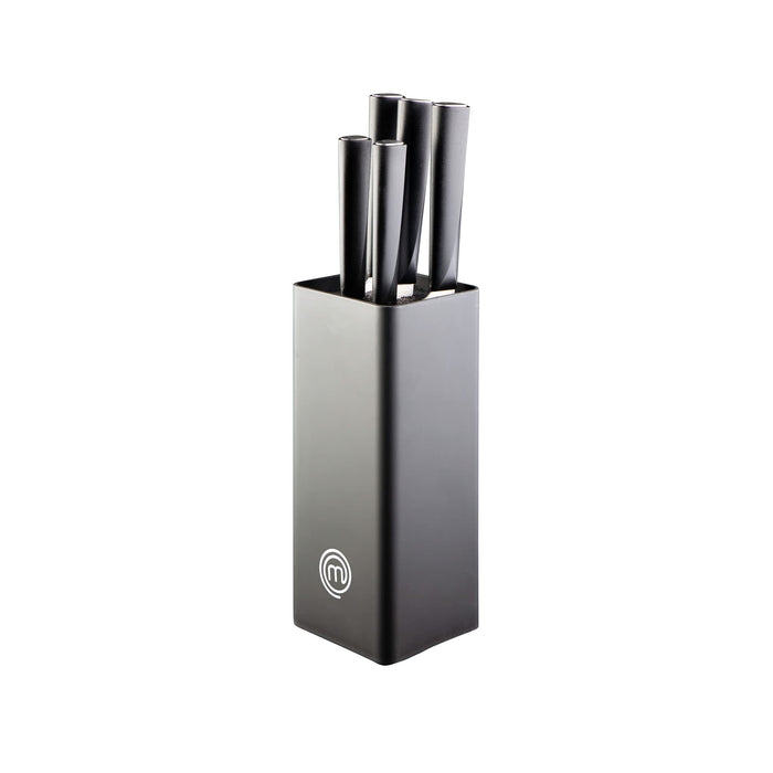 MasterChef Knife Set with Knife Block Stainless Steel Black, Silver Set of 5