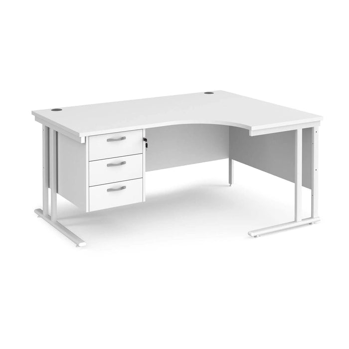 Dams International Right Hand Ergonomic Desk MC16ERP3WHWH 1,600 x 1,200 x 725 x 800 - 990 mm