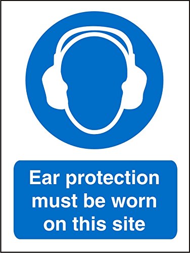 Mandatory Sign Ear Protection Must Be Worn On Site Vinyl 20 x 15 cm
