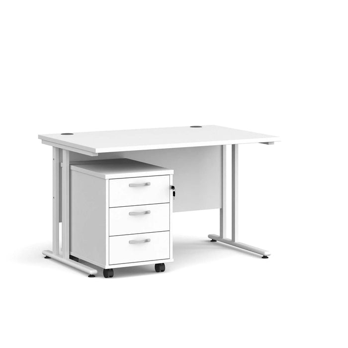 Dams International Straight Desk with 3 Drawer Pedestal SBWH312WH 1,200 x 800 x 725 mm