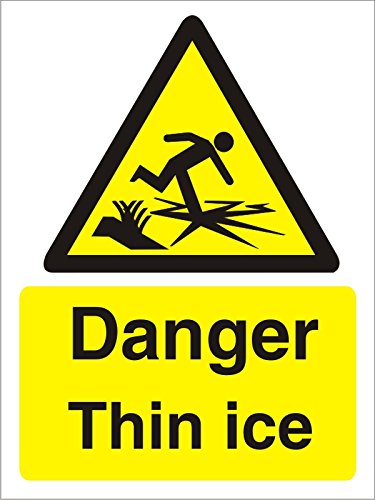 Warning Sign Thin Ice Vinyl 30 x 20 cm