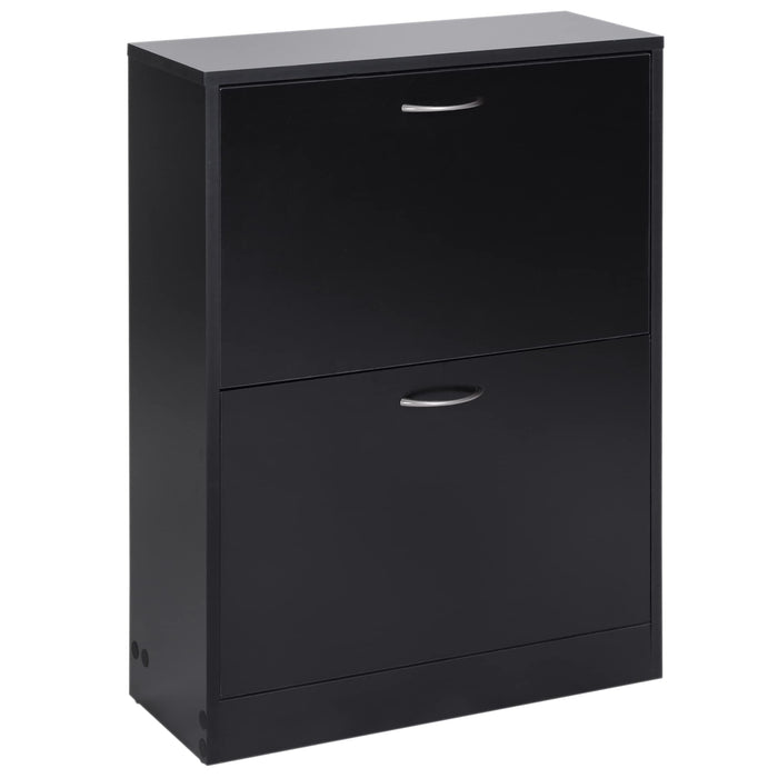HOMCOM Shoe Cabinet 833-170BK Metal, Particle Board Black, White 600 mm x 240 mm x 800 mm
