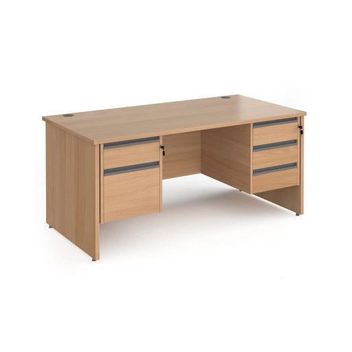 Dams International Straight Desk with Beech Coloured MFC Top and Graphite Frame Panel Legs and Two & Three Lockable Drawer Pedestals Contract 25 1800 x 800 x 725mm