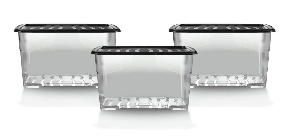 Storage Box XW207-CLR/BLK-EX 80 L Transparent Polypropylene 80 x 40 x 37 cm