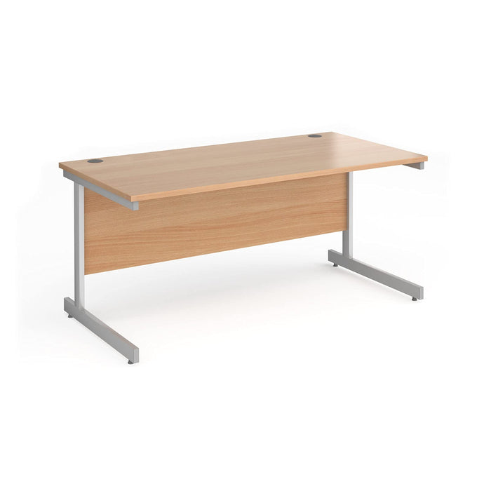 Rectangular Straight Desk with Beech Coloured MFC Top and Silver Frame Cantilever Legs Contract 25 1600 x 800 x 725mm