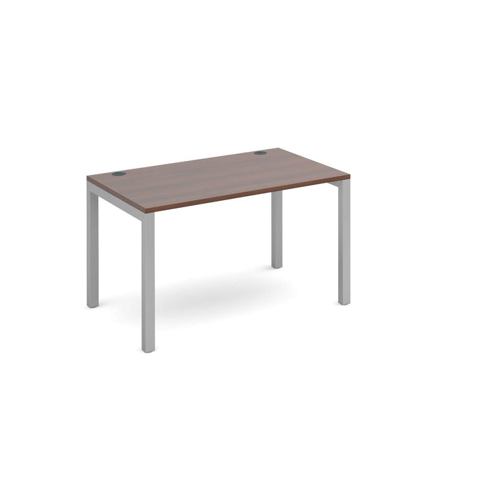 Dams International Rectangular Starter Unit Single Desk with Walnut Melamine Top and Silver Frame 4 Legs Connex 1200 x 800 x 725mm