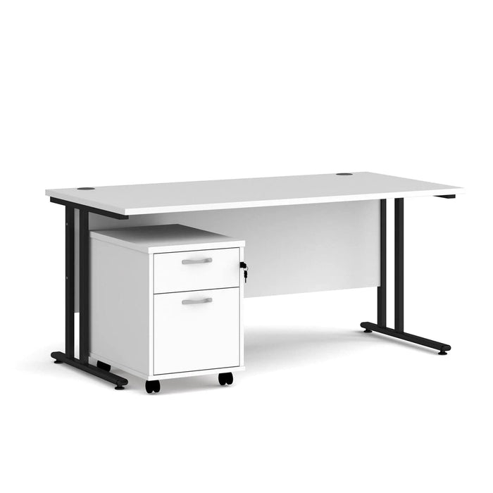 Dams International Straight Desk with 2 Drawer Pedestal SBK216WH 1,600 x 800 x 725 mm