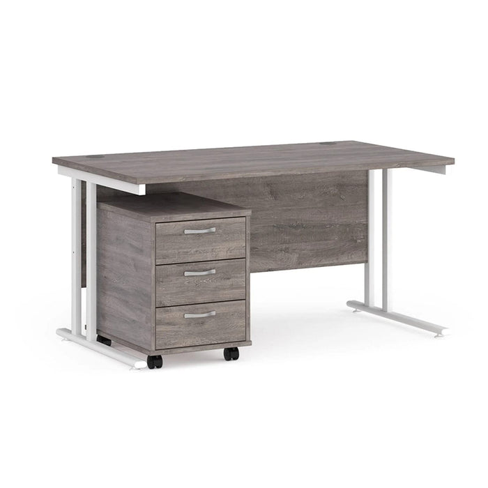 Dams International Straight Desk with 3 Drawer Pedestal SBWH314GO 1,400 x 800 x 725 mm