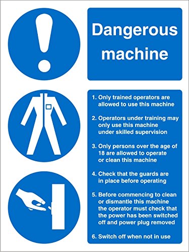 Mandatory Sign Dangerous Machine vinyl 30 x 20 cm