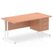 Dynamic Rectangular Office Desk Beech MFC Cantilever Leg White Frame Impulse 1 x 3 Drawer Fixed Ped 1600 x 800 x 730mm