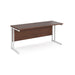 Rectangular Straight Desk Walnut Wood Cantilever Legs White Maestro 25 1000 x 600 x 725mm