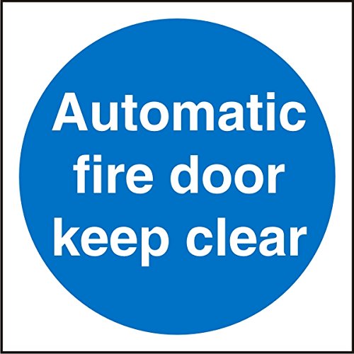 Mandatory Sign Automatic Fire Door Keep Clear Vinyl 20 x 20 cm