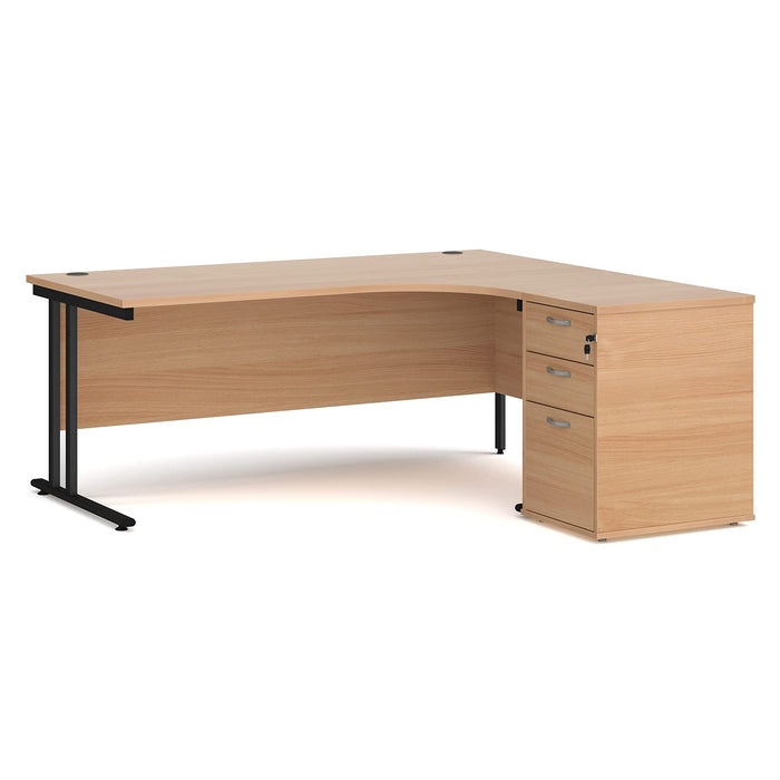 Dams International Desk with Pedestal EBK18LB 1,800 x 1,626 x 725 mm