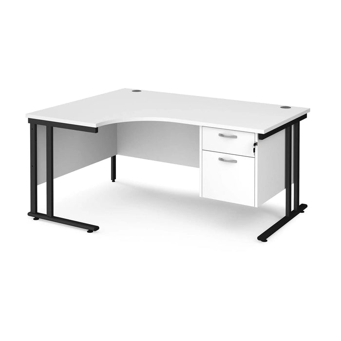 Dams International Left Hand Ergonomic Desk MC16ELP2KWH 1,600 x 1,200 x 725 x 800 - 990 mm