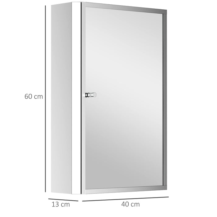 HOMCOM Mirror Cabinet 834-060 Glass, Stainless Steel Silver 400 mm x 130 mm x 600 mm