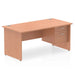 Dynamic Rectangular Office Desk Beech MFC Panel End Leg Beech Colour Frame Impulse 1 x 2 Drawer Fixed Ped 1600 x 800 x 730mm