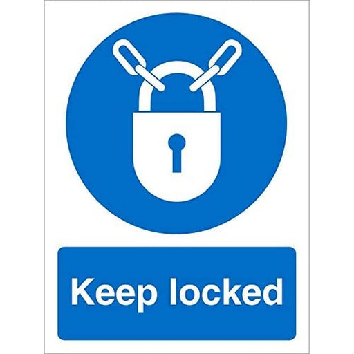 Mandatory Sign Keep Locked Plastic Blue, White 30 x 20 cm