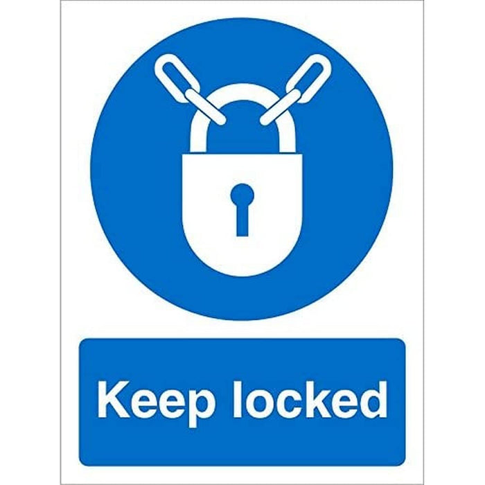 Mandatory Sign Keep Locked Plastic Blue, White 30 x 20 cm