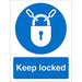 Mandatory Sign Keep Locked Plastic Blue, White 30 x 20 cm