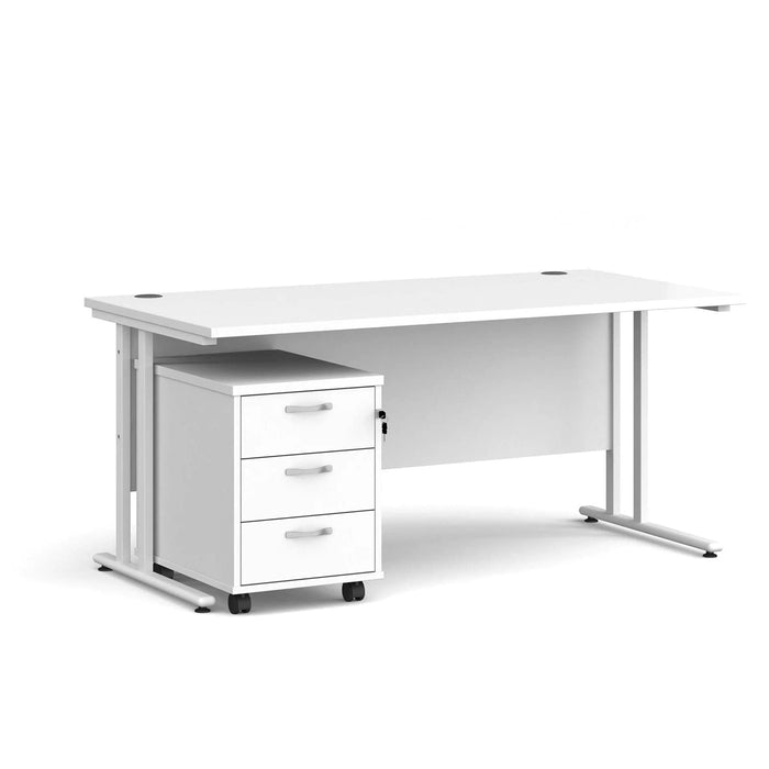 Dams International Straight Desk with 3 Drawer Pedestal SBWH316WH 1,600 x 800 x 725 mm