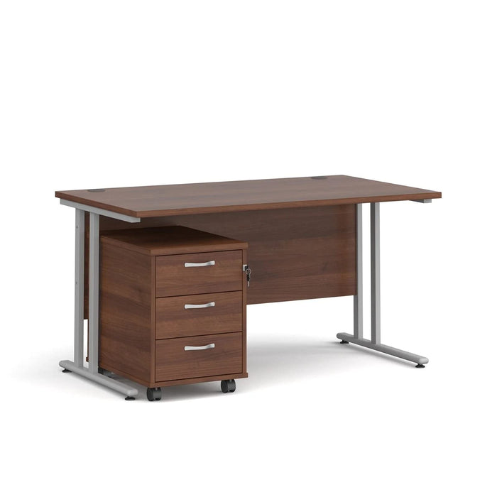 Dams International Straight Desk with 3 Drawer Pedestal SBS314W 1,400 x 800 x 725 mm