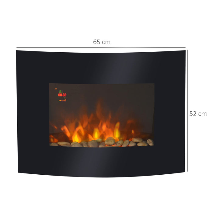 HOMCOM Led Backlit Fireplace Wall Mounted