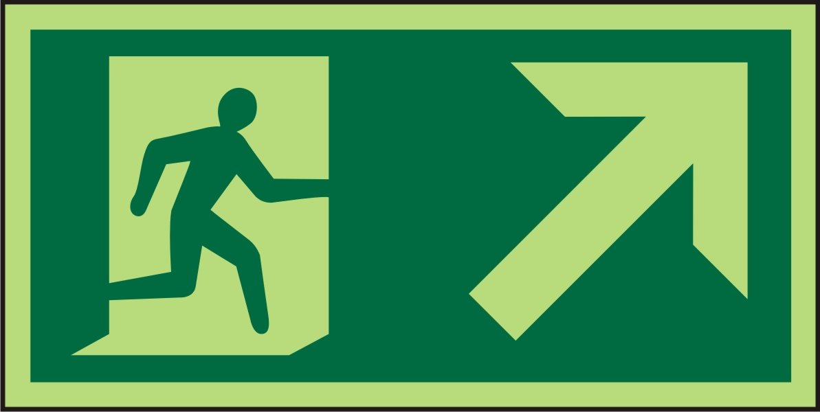 Fire Exit Sign Up Right Arrow Vinyl 10 x 20 cm