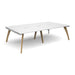 Dams International Rectangular Double Back to Back Desk with White Melamine Top and White Frame 4 Solid Oak Legs Fuze 2800 x 1600 x 725 mm