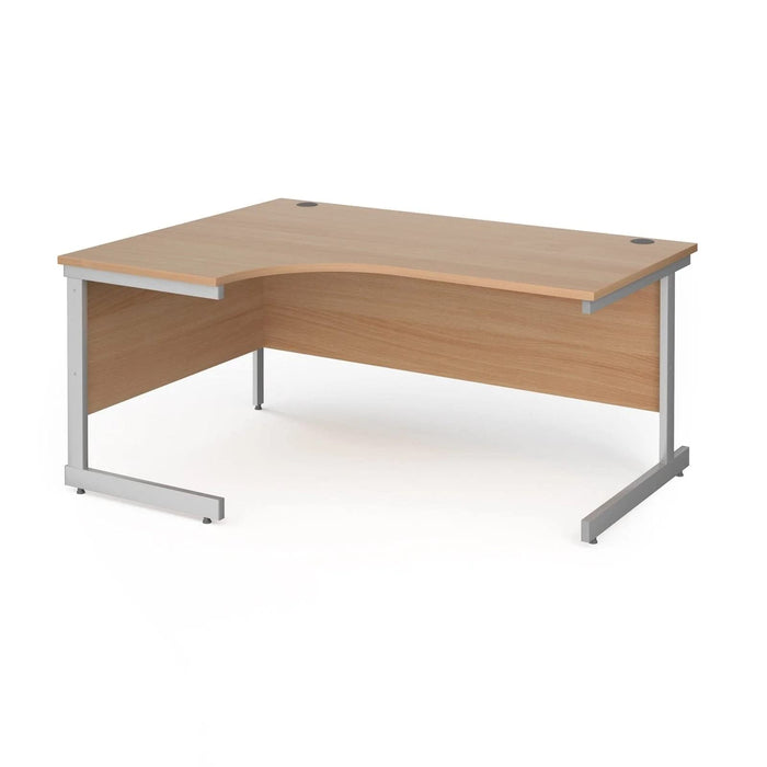 Left Hand Ergonomic Desk with Beech Coloured MFC Top and Silver Frame Cantilever Legs Contract 25 1600 x 1200 x 725 mm