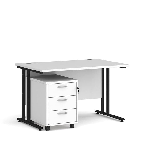 Dams International Straight Desk with 3 Drawer Pedestal SBK312WH 1,200 x 800 x 725 mm