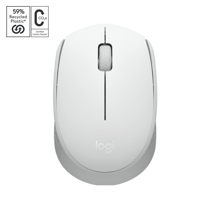 Logitech M171 1000 DPI Ambidextrous RF Wireless Optical Mouse Off White