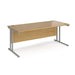 Dams International Desk Premier Oak, Silver 725H x 800D x 1800W mm