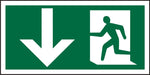 Fire Exit Sign with Down Arrow Vinyl 15 x 30 cm