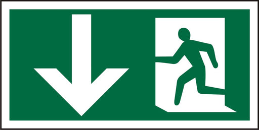 Fire Exit Sign with Down Arrow Vinyl 15 x 30 cm