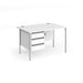 Dams International Straight Desk with White MFC Top and Silver H-Frame Legs and 3 Lockable Drawer Pedestal Contract 25 1200 x 800 x 725mm