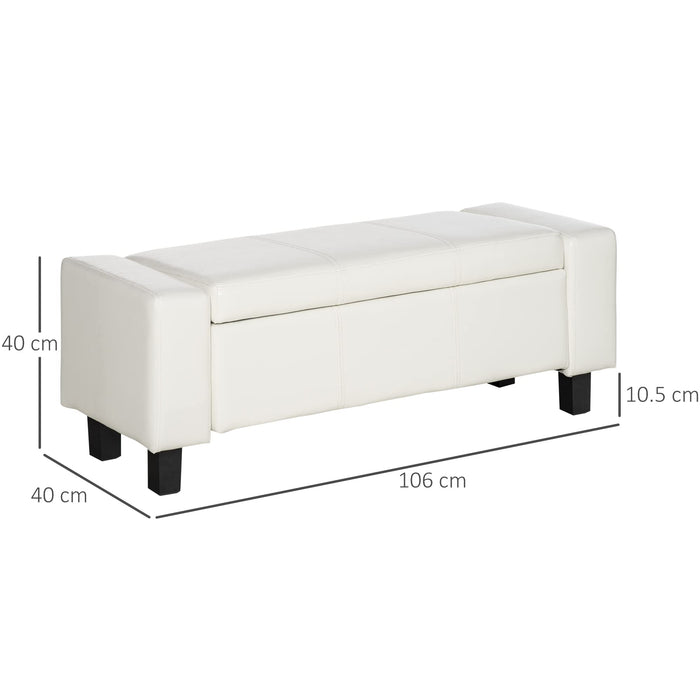 HOMCOM Ottoman Faux Leather Bench White