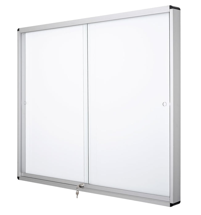Bi-Office Exhibit Indoor Lockable Notice Board Magnetic 18 x A4 Wall Mounted 132.4 (W) x 96.7 (H) cm White