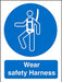 Mandatory Sign Wear Safety Harness Vinyl 20 x 15 cm