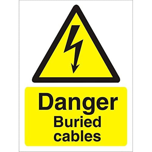 Warning Sign Buried Cables Plastic 20 x 15 cm